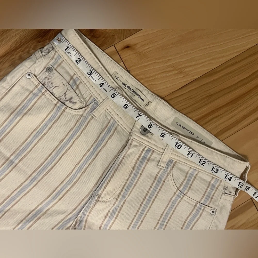 Anthropologie Pilcro High Rise Striped Slim Boyfriend Denim Shorts Size 26 - Picture 12 of 14